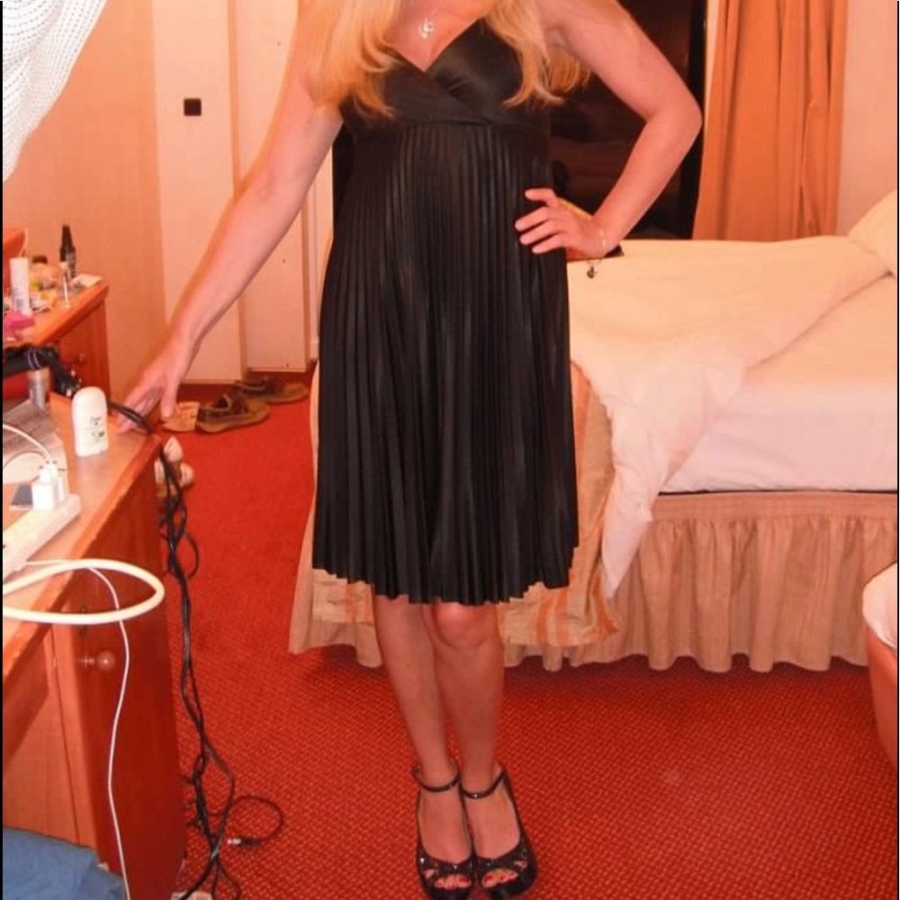Bebe little black satiny cocktail dress